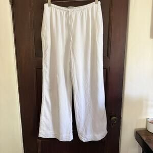 ABERCROMBIE & FITCH | White Linen Blend Wide Leg Pull on Pants | Small